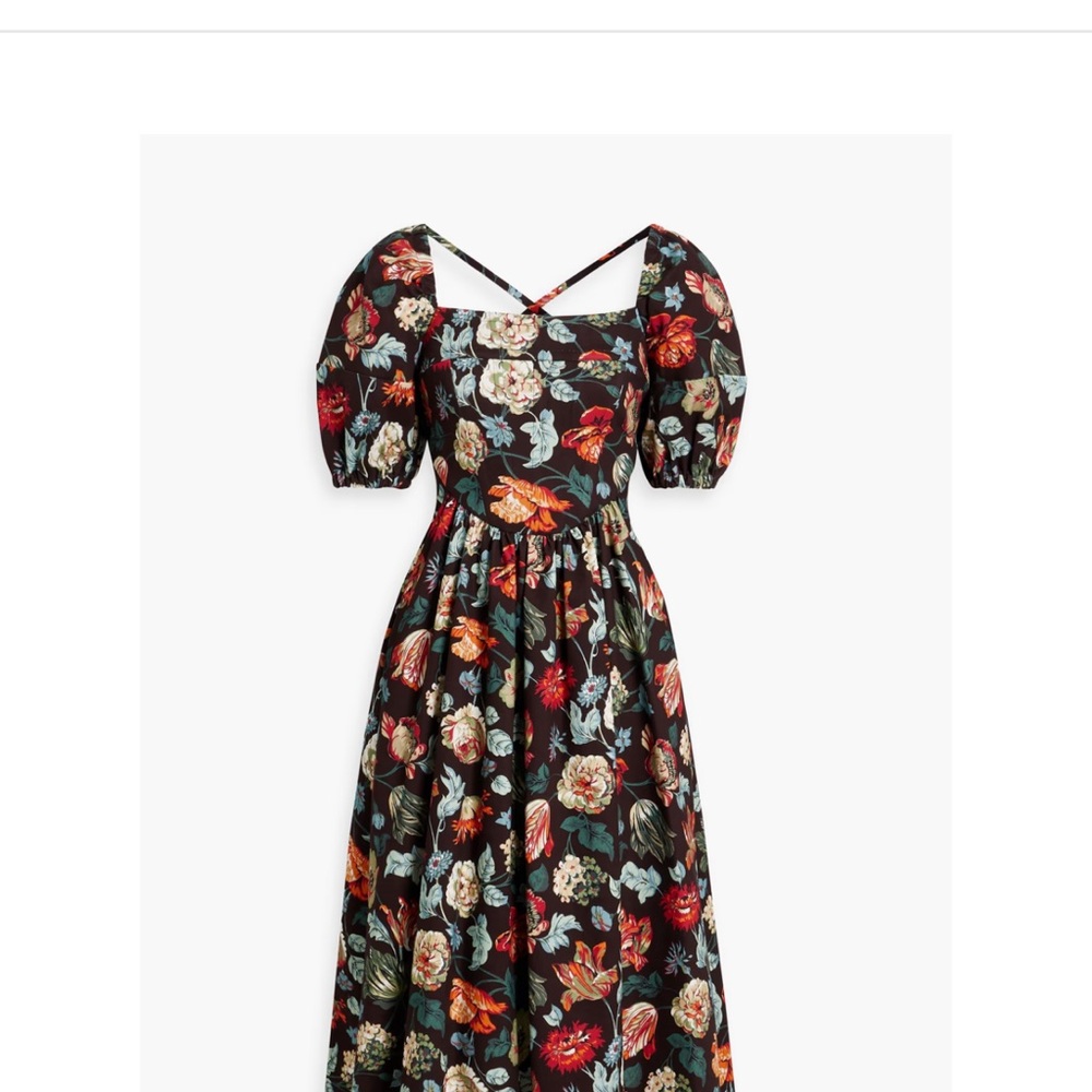 Rosetta Getty - Black Floral Puff Sleeve Maxi Dress